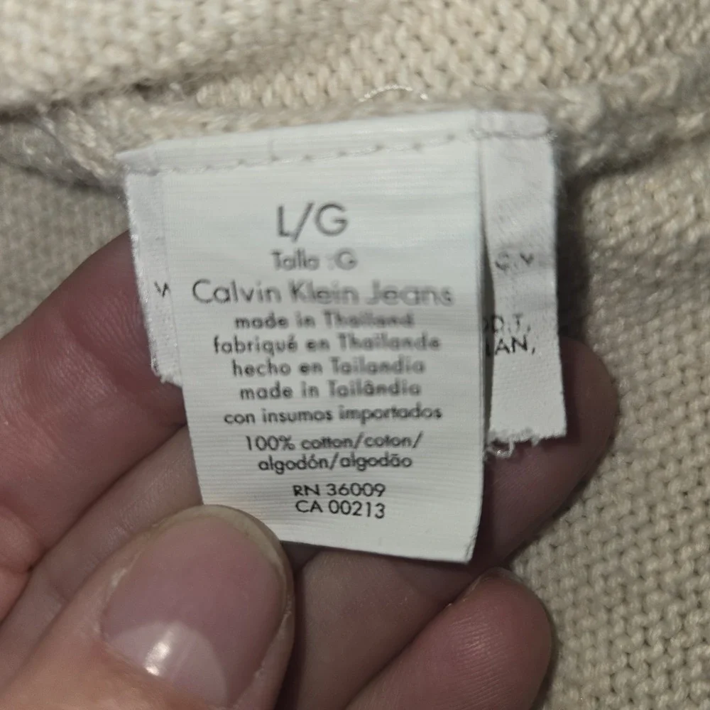Calvin Klein Jeans‎ Tan V-Neck Sweater Women's Size Large